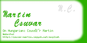 martin csuvar business card